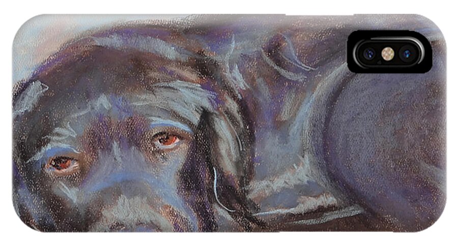 Chocolate Lab iPhone X Case featuring the painting Dark Chocolate by Carol Berning