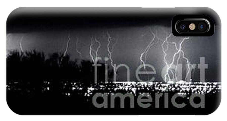 Lightning iPhone X Case featuring the photograph Darkness Symphony-15x72-Signed by J L Woody Wooden