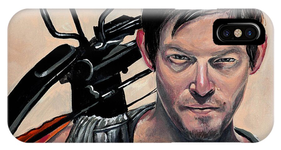 The Walking Dead iPhone X Case featuring the painting Daryl Dixon by Tom Carlton