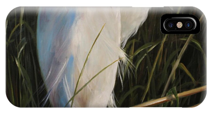 Egret iPhone X Case featuring the painting Day Dreaming by Karen Langley