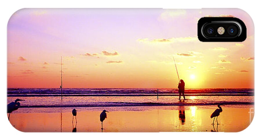 Daytona iPhone X Case featuring the photograph Daytona Beach FL Surf Fishing and Birds by Tom Jelen