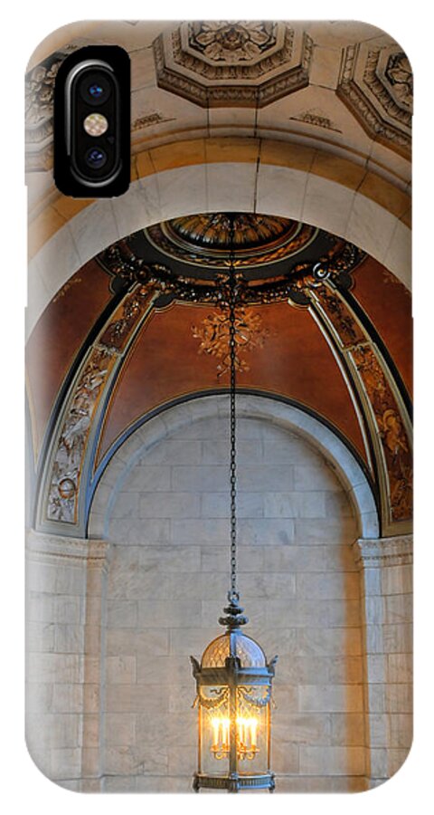 New York Public Library iPhone X Case featuring the photograph Decorative Light at The New York Public Library by Dave Mills