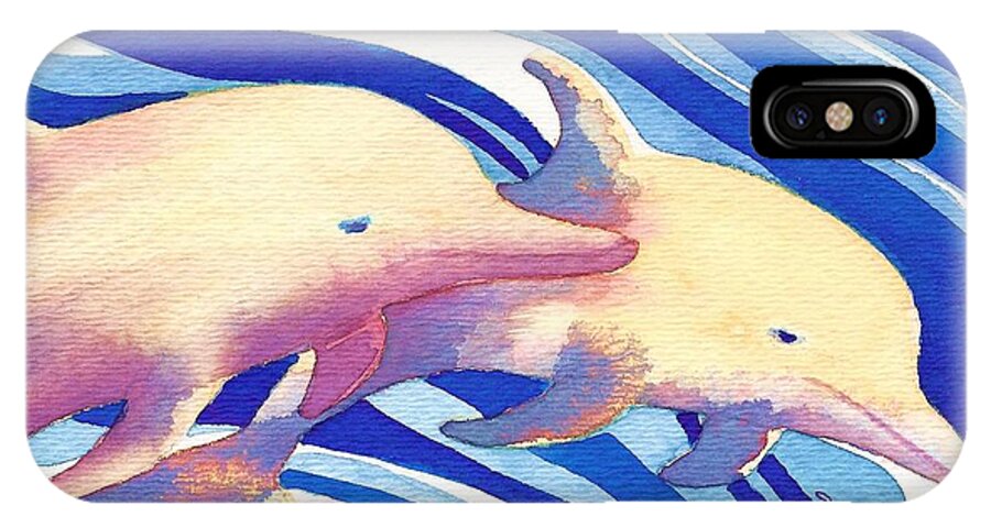 Marine Life iPhone X Case featuring the painting Deep Blue by Frances Ku