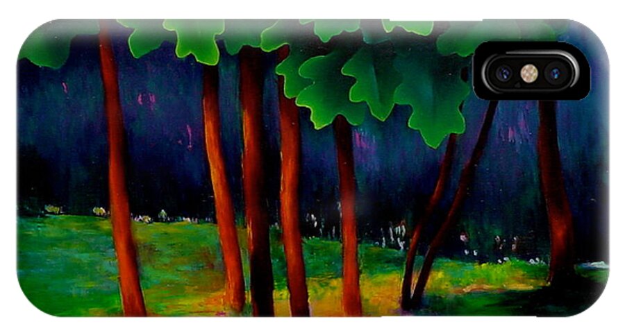 Landscape iPhone X Case featuring the painting Deep Shadows by Karin Eisermann