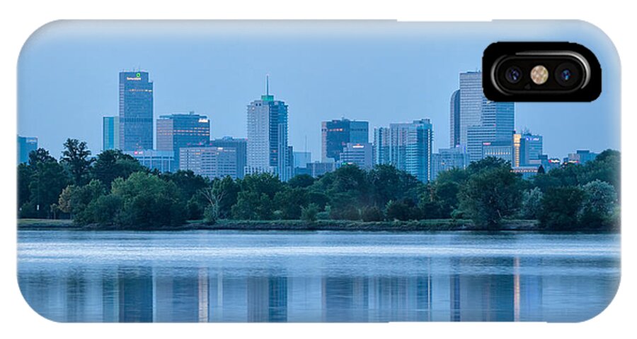 Blue Hour At Sloans Lake With The Denver Skyline Reflecting In The Lake iPhone X Case featuring the photograph Denver Colorado by Ronda Kimbrow