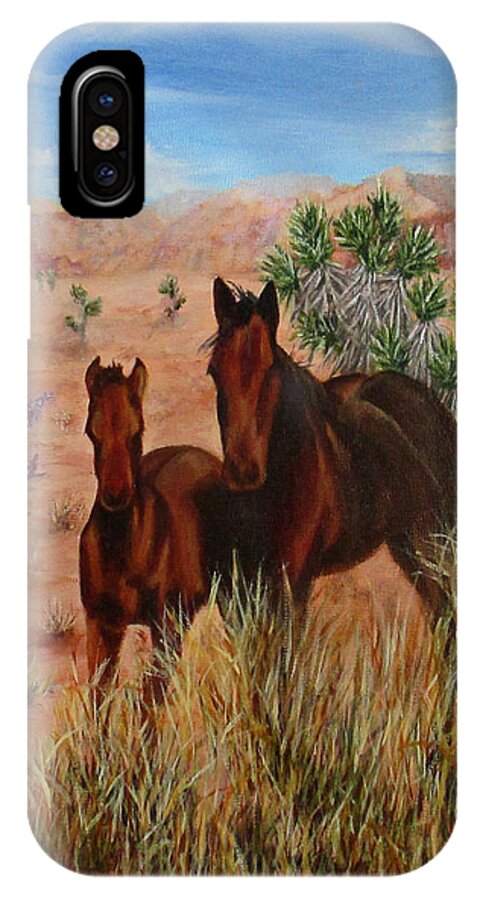 Landscape iPhone X Case featuring the painting Desert Horses by Roseann Gilmore