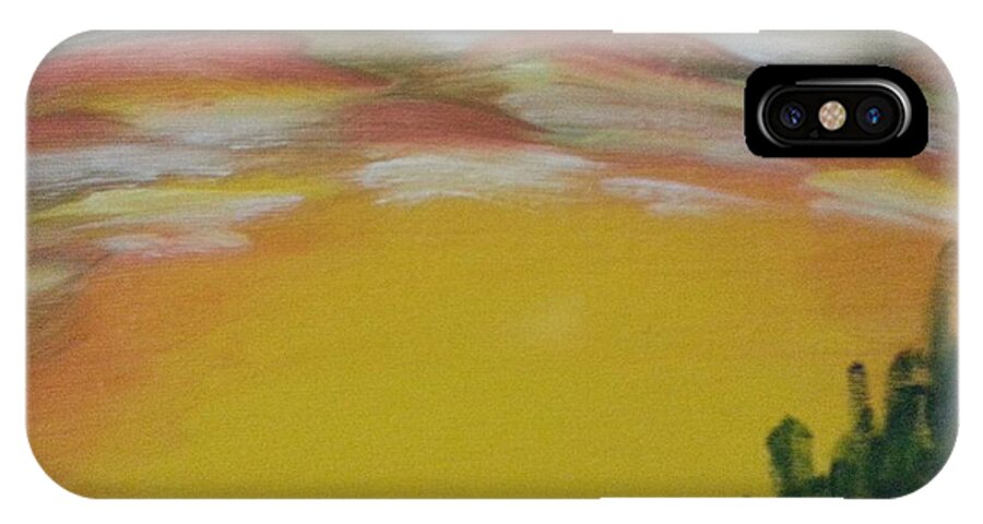 Landscape iPhone X Case featuring the painting Desert Sunset by Steve Jorde