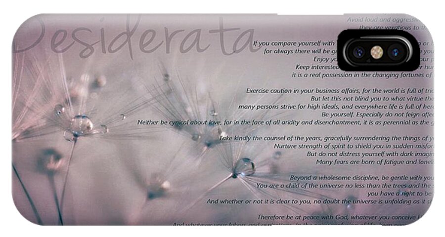 Desiderata iPhone X Case featuring the photograph Desiderata - Dandelion Tears by Marianna Mills