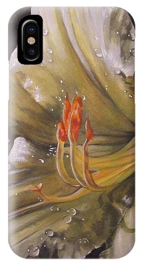 Daylily iPhone X Case featuring the painting Diamonds by Barbara Keith