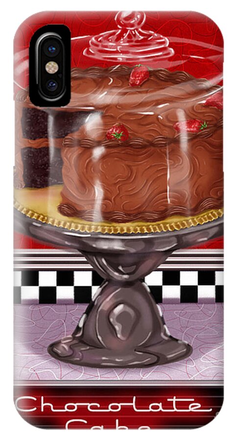 Chocolate iPhone X Case featuring the mixed media Diner Desserts - Chocolate Cake by Shari Warren