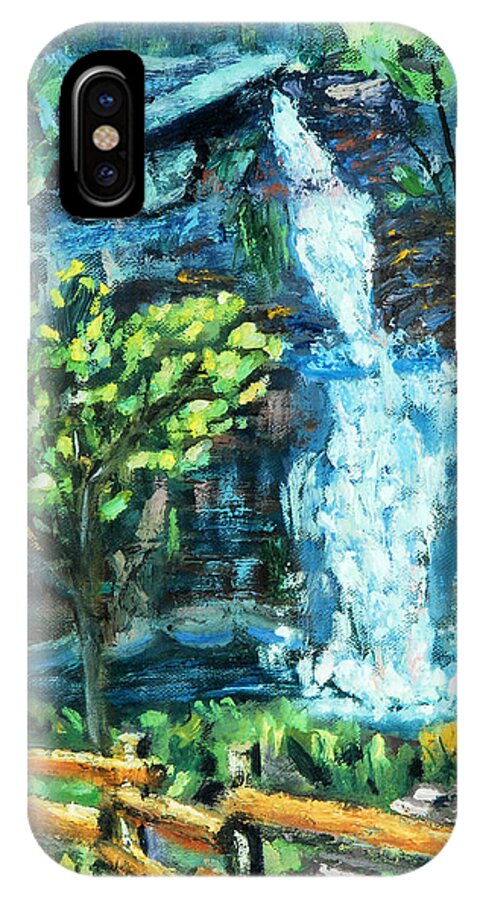 Water Tree Rock Path Pool Mountain Creek Nature Hike iPhone X Case featuring the painting Dingman Falls Eastern Pennsylvania by Michael Daniels