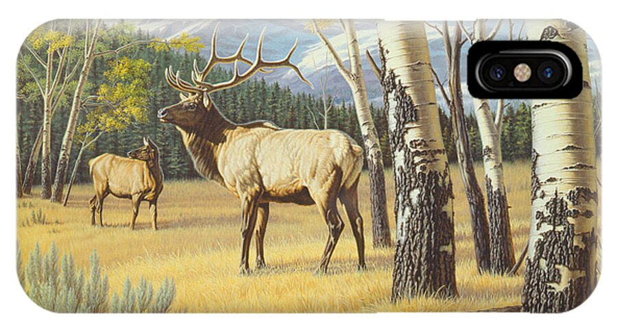 Wildlife iPhone X Case featuring the painting Distant Bugle by Paul Krapf