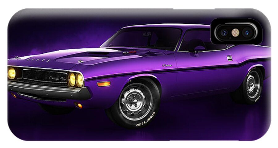 Transportation iPhone X Case featuring the digital art Dodge Challenger Hemi - Shadow by Marc Orphanos
