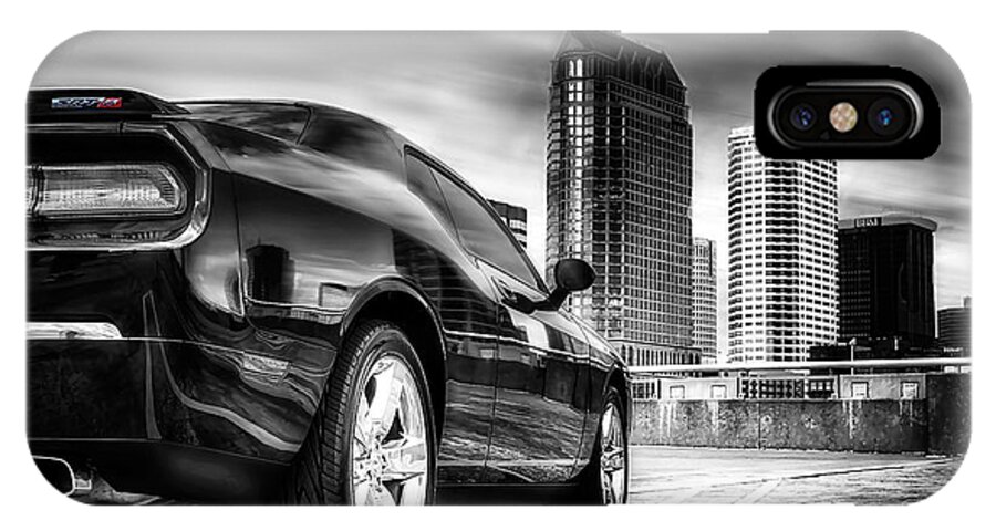 City iPhone X Case featuring the photograph Dodge Challenger Tampa Skyline by Michael White