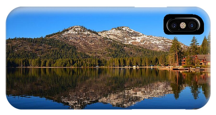 Donner Lake Ca iPhone X Case featuring the photograph Donner Lake Cabin Reflection by Marilyn MacCrakin