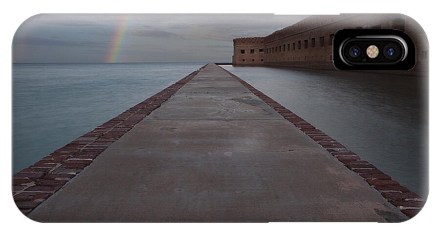 Rainbow iPhone X Case featuring the photograph Double Rainbow over Fort Jefferson by Keith Kapple