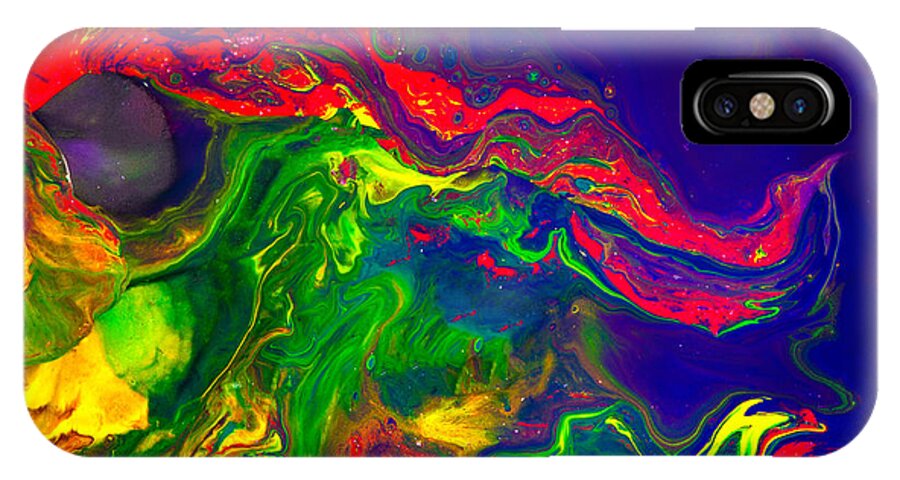 Abstract iPhone X Case featuring the painting Dragon - Modern Abstract Painting by Modern Abstract