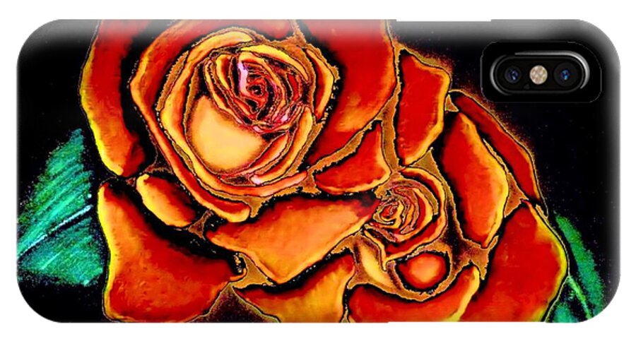 Rose iPhone X Case featuring the painting Dramatic Roses by Victoria Rhodehouse