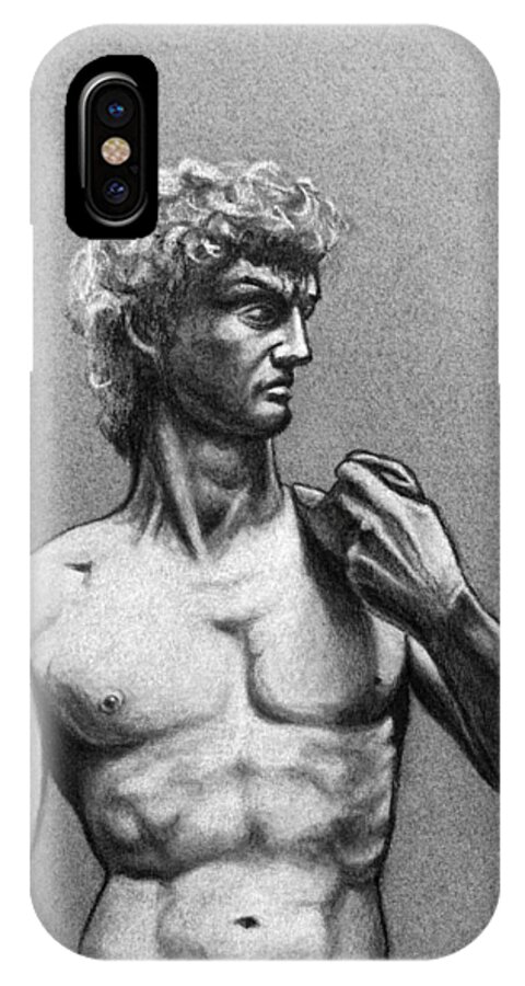 Michelangelo's David iPhone X Case featuring the drawing Drawing of Michelangelos David by David Clode