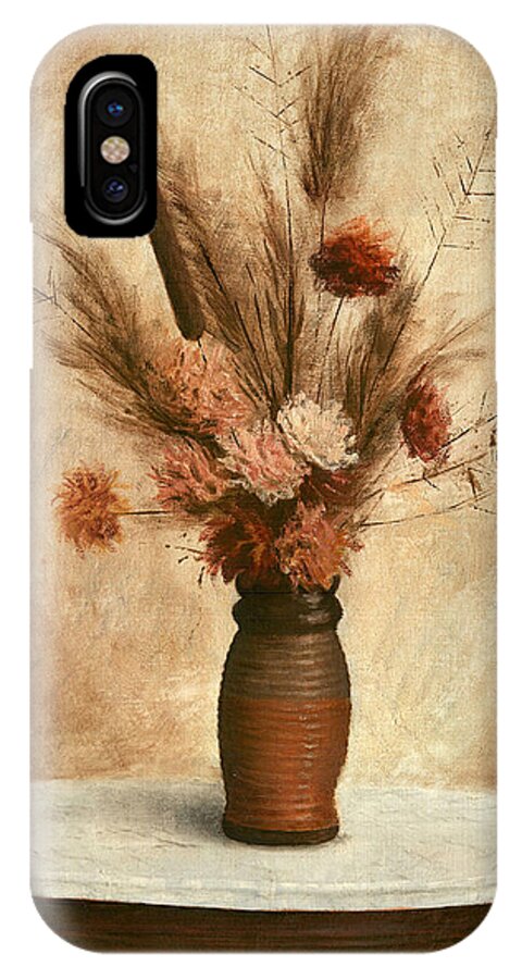 Flowers iPhone X Case featuring the painting Dried Flower Arrangement by G Linsenmayer