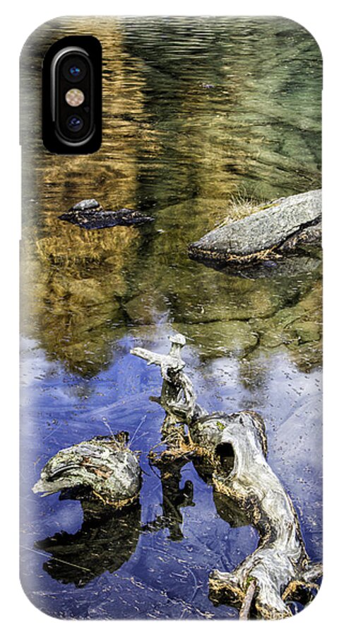 Pontresina iPhone X Case featuring the photograph Driftwood and Reflections by Timothy Hacker