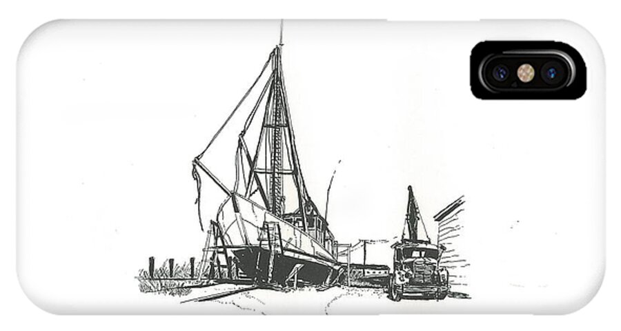 Pen And Ink iPhone X Case featuring the painting Dry Dock by Alan Johnson
