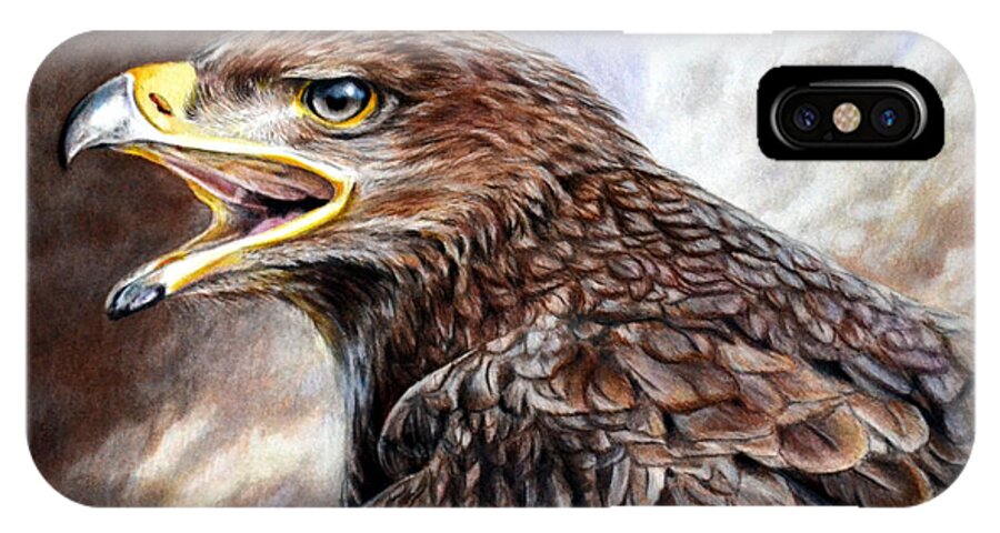 Eagle iPhone X Case featuring the painting Eagle cry by Lachri