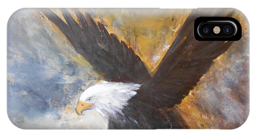 Portrait iPhone X Case featuring the painting Eagle Spirit by Jane See