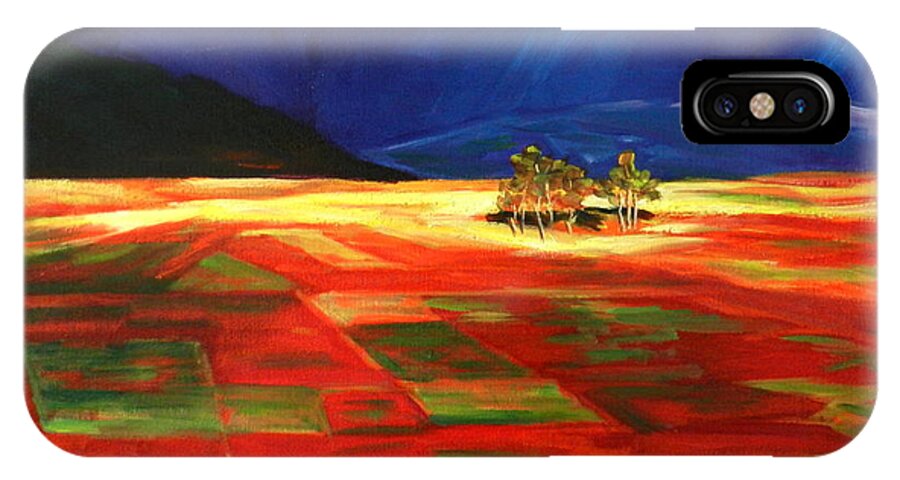 Landscape iPhone X Case featuring the painting Early Morning Light, Peru Impression by Ningning Li