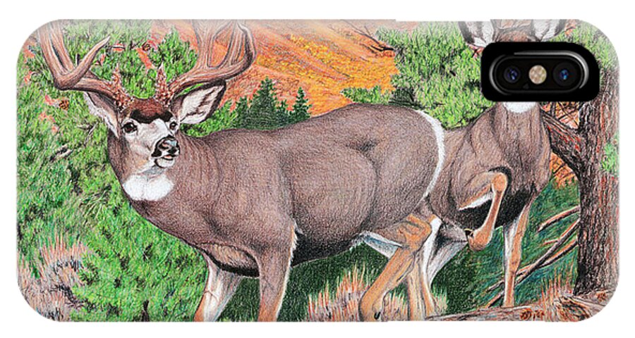 Mule Deer iPhone X Case featuring the painting Early Morning Retreat by Darcy Tate