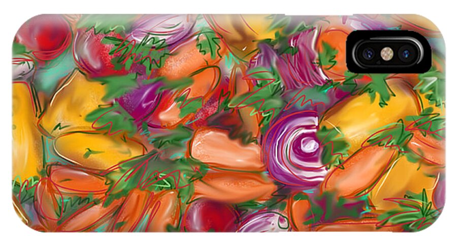 Veggies iPhone X Case featuring the painting Eat Your Veggies by Jean Pacheco Ravinski