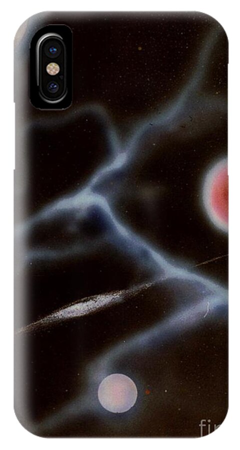 Abstract Painting Of Space iPhone X Case featuring the mixed media Electric Flesh by David Neace