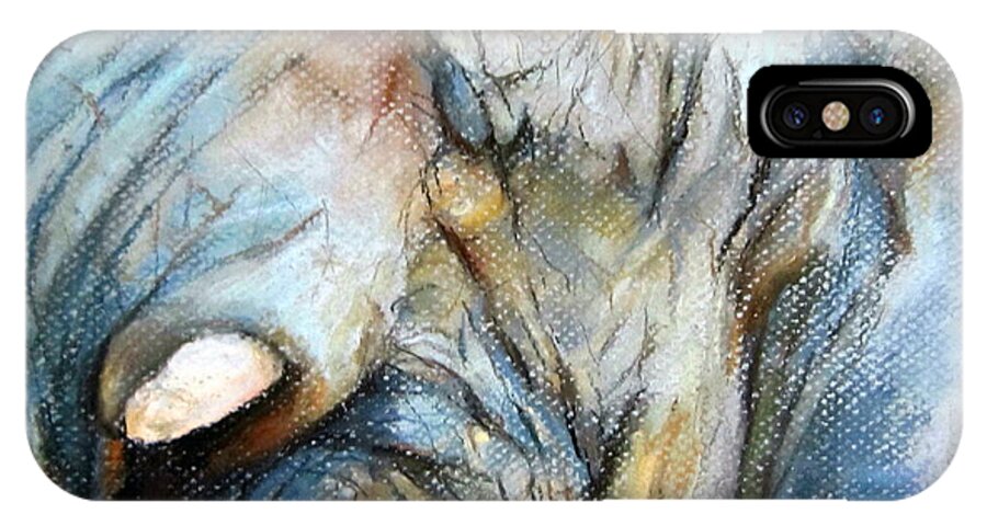 Elephant Eye iPhone X Case featuring the painting Elephant Eye by Jieming Wang