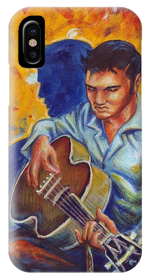 Elvis Presley iPhone X Case featuring the painting Elvis Presley- Shadow Duet by Samantha Geernaert