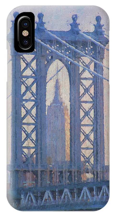 Empire State Building iPhone X Case featuring the photograph Empire State Building through the Manhattan Bridge by Jean-Pierre Ducondi