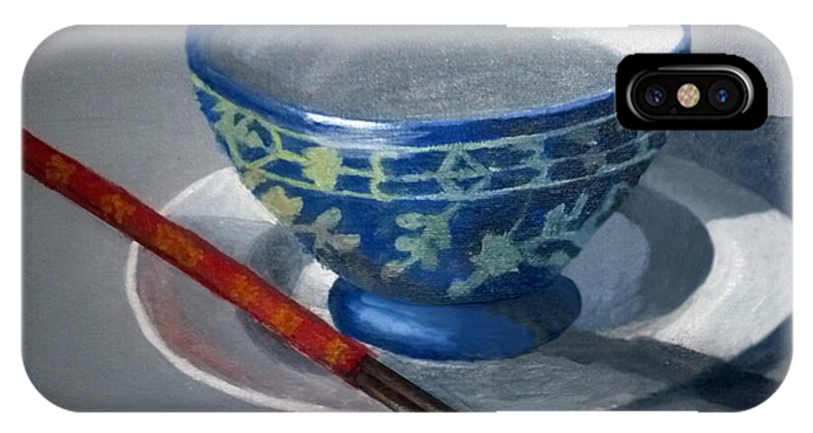 Blue iPhone X Case featuring the painting Empty Rice Bowl by Barbara J Blaisdell