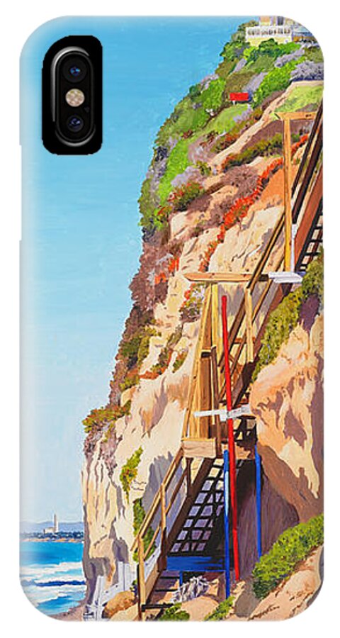 Encinitas iPhone X Case featuring the painting Encinitas Beach Cliffs by Mary Helmreich