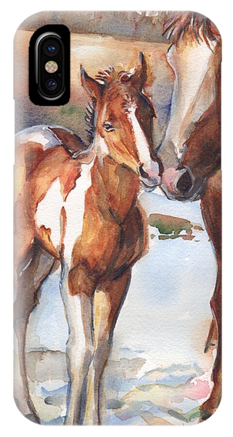 Horse iPhone X Case featuring the painting horse painting in watercolor Eskimo Kisses by Maria Reichert