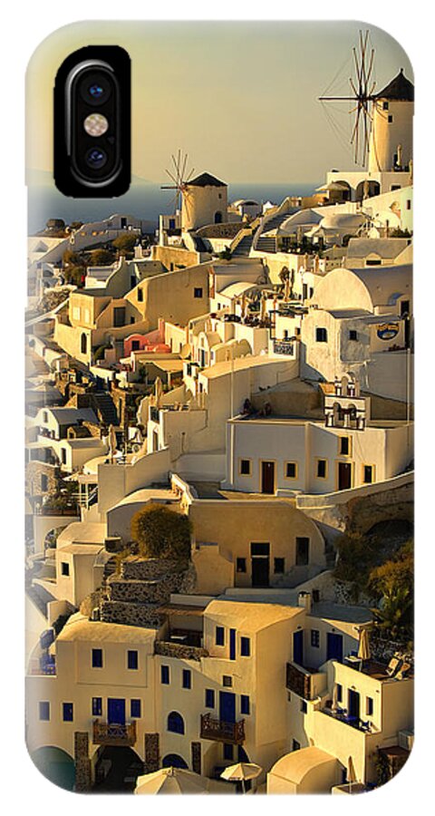 Oia iPhone X Case featuring the photograph evening in Oia by Meirion Matthias