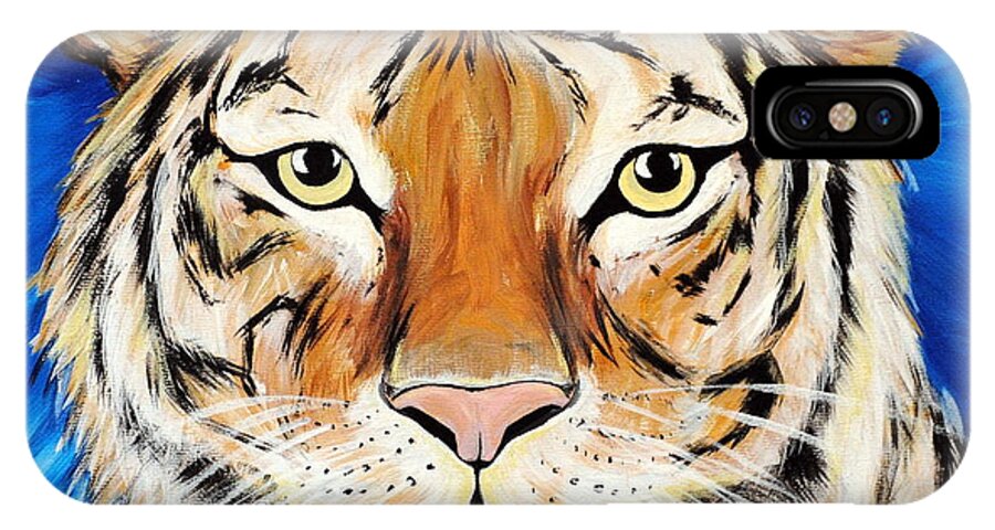 Tiger iPhone X Case featuring the painting Eye of the tiger by Meganne Peck