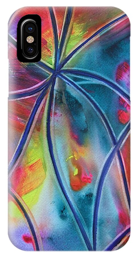 Ksg iPhone X Case featuring the painting Faux Stained Glass 1 by Kim Shuckhart Gunns