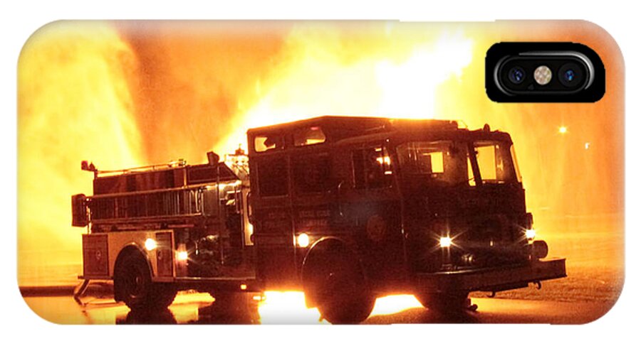 Fiery Fire Truck iPhone X Case featuring the photograph Fiery Fire Truck by Jim Lepard