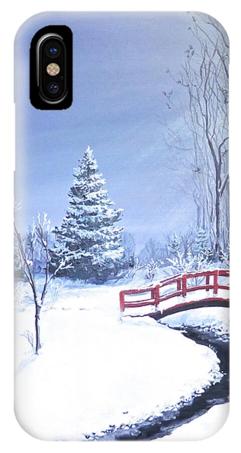 Winter iPhone X Case featuring the painting Fire and Ice by Mary Palmer