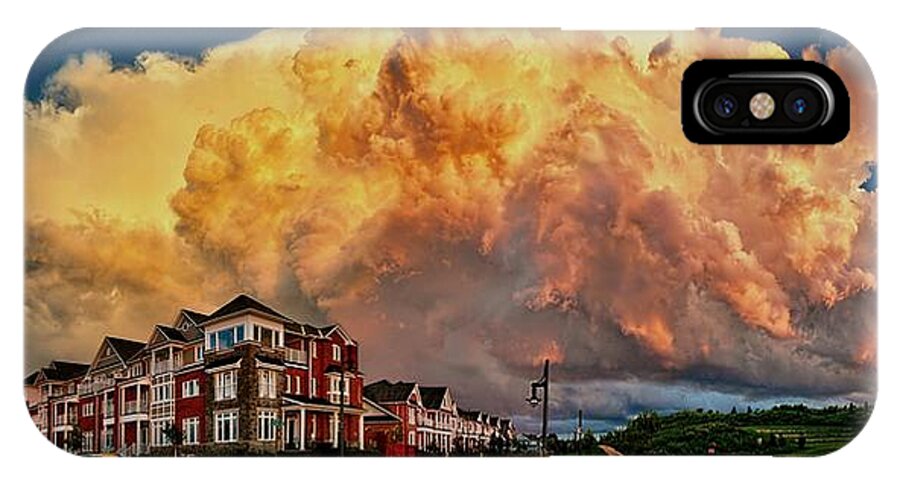 Perspective iPhone X Case featuring the digital art Fire in the Sky by Jeff S PhotoArt