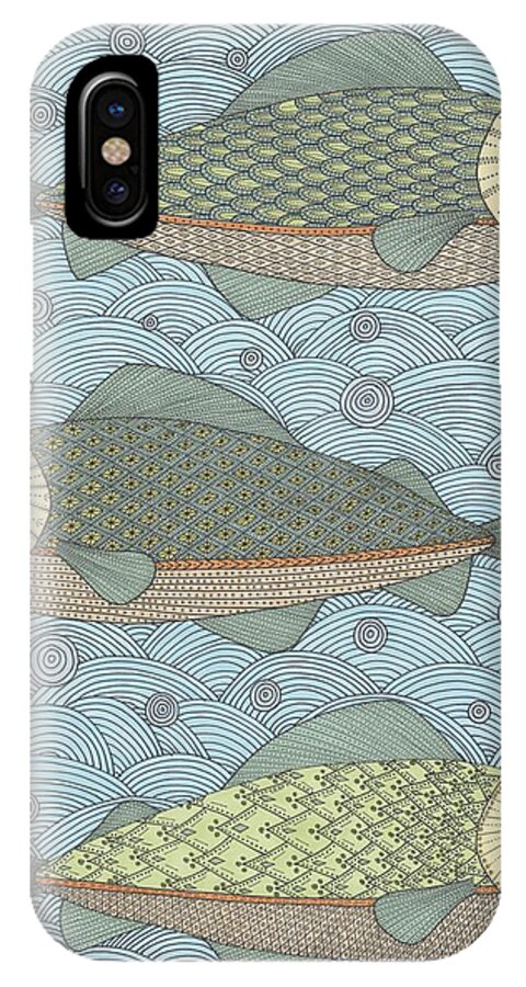 Fish iPhone X Case featuring the drawing Fish Patterns by Pamela Schiermeyer