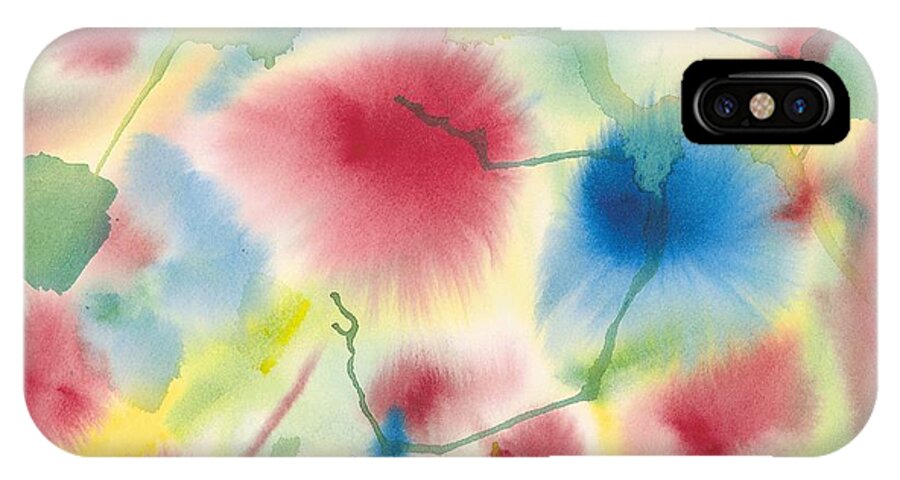 Abstract iPhone X Case featuring the painting Floral Burst by Angela Bushman