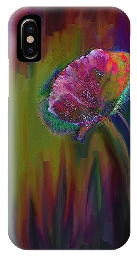 Expressive iPhone X Case featuring the digital art Flower in Flames by Lenore Senior