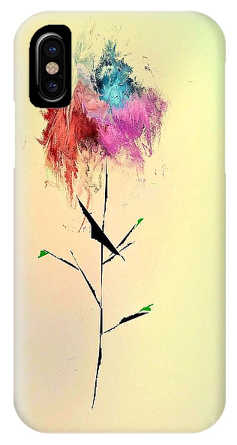 Abstract iPhone X Case featuring the digital art Flower by John Krakora
