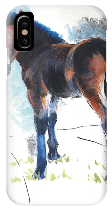 Horse iPhone X Case featuring the painting Foal Painting by Mike Jory