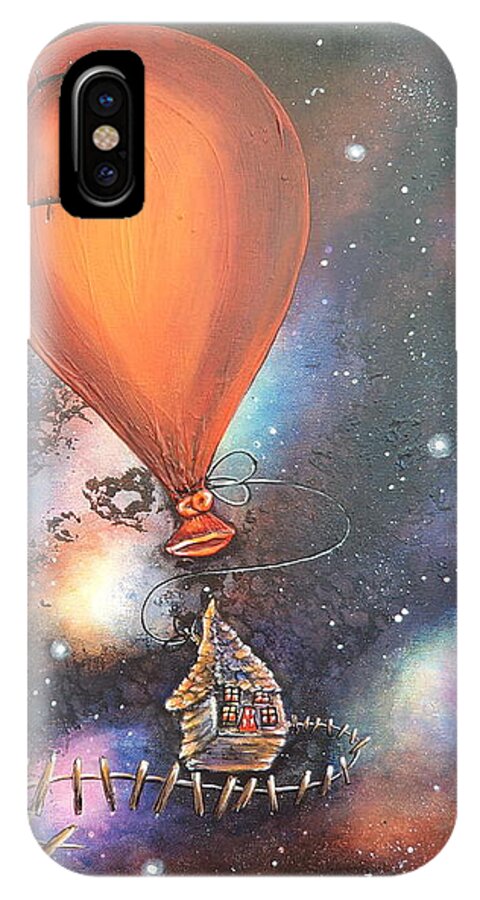 Balloon iPhone X Case featuring the painting Follow That Star by Krystyna Spink